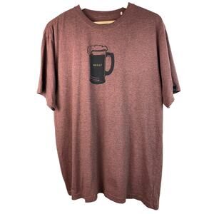 prAna Men's Size XL Brown Beer Belly Organic Cotton Blend Crew Neck T-Shirt